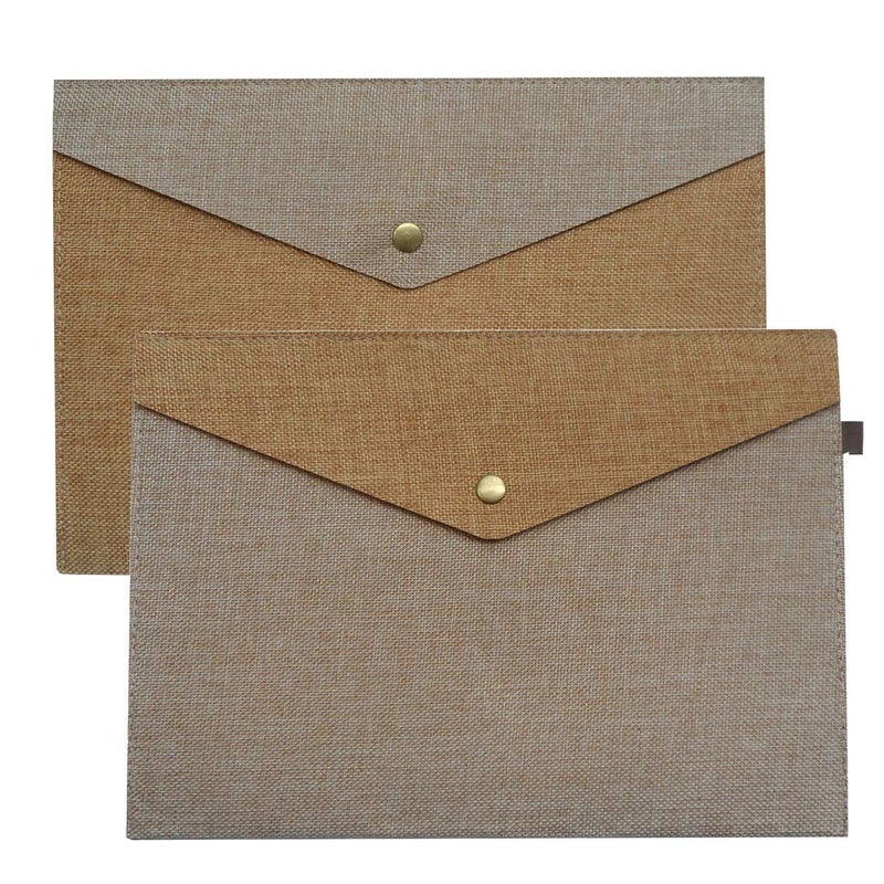 enyuwlcm Durable A4 File Folder Document Holder Portfolio Envelope Felt Folder Case with Snap Closure Set of 2 Beige and Brown - Image 1